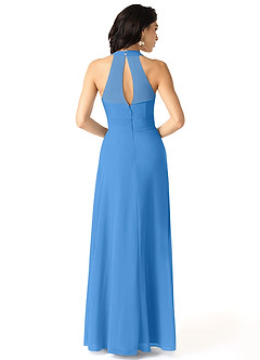 Azazie Danica Bridesmaid Dresses Blue Jay A-Line Pleated Chiffon Dress image2
