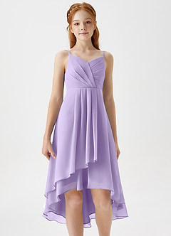 Azazie Mariam Junior Lilac A-Line Pleated Chiffon Dress image5
