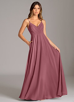 Azazie Amani Brautjungfernkleider A-Linie Plissee Chiffon Kleid Wüstenrose image6