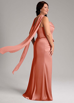 Azazie Sorrel Vestidos de damas de honor Vestido de Coral de Satén Elástico de Corte Sirena Convertible con Sin tirantes image11