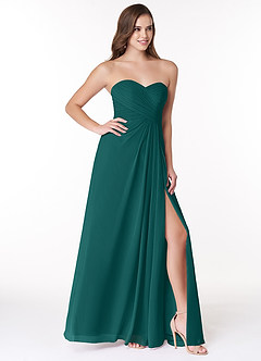 Azazie Arabella Allure Bridesmaid Dresses Peacock A-Line Sweetheart Neckline Chiffon Convertible Dress image5