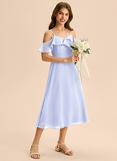 Azazie Kamilla Junior A-Linie Schulterfrei Chiffon Kleid Lavendel image5