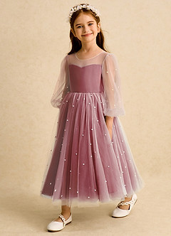 Azazie Trudy Sukienki dla dziewczynek sypiących kwiaty Suknia balowa Dekolt w kształcie serca Tiul Długość herbaty Sukienka image4