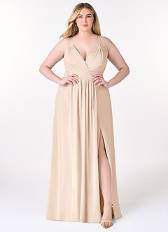 Azazie Farren Bridesmaid Dresses White Alabaster A-Line Pleated Chiffon Convertible Dress image10