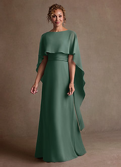 Azazie Marilla Mère de la mariée Robes Robe Trapèze en Mousseline de soie Plissée Mousse De Mer image4