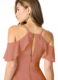 Azazie Dakota Bridesmaid Dresses MAI TAI A-Line V-Neck Pleated Chiffon Dress image8