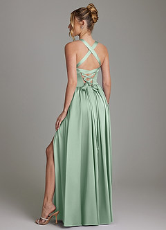 Azazie Francis Morsiusneito Mekot A-linja Korsetti Joustava satiini Lattian pituus Pukeutua image7