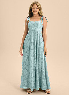 Azazie Rosey Junior Mist A-Line Sweetheart Neckline Floral Burnout Dress image3