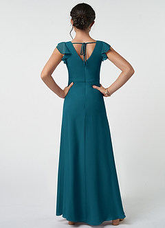 Azazie Claudine Junior Ink Blue A-Line Pleated Chiffon Dress image2