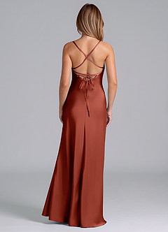 Azazie Seema Bridesmaid Dresses Terracotta Mermaid Corset Stretch Satin Dress image7