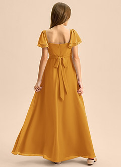 Azazie Azey Junior Butterscotch A-Line Ruched Chiffon Dress image2
