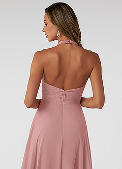 Azazie Tessie 신부 들러리 드레스 A라인 주름진 쉬폰 발목 길이 드레스 image4