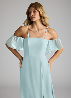 Azazie Sue Bridesmaid Dresses Sea Glass A-Line Off the Shoulder Chiffon Convertible Dress image2
