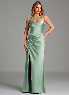 Azazie Serenity Bridesmaid Dresses Agave Mermaid Sweetheart Neckline Stretch Satin Dress image1