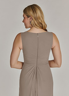 Azazie Manuella Mother of the Bride Dresses Taupe A-Line V-Neck Pleated Chiffon Dress image9
