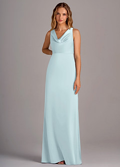 Azazie Wrenlee Brautjungfernkleider A-Linie Stretch-Satin Kleid Seegrün image6