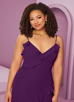 Barbie ♥ Azazie Bridesmaid Dresses Grape Sheath Chiffon Dress image14