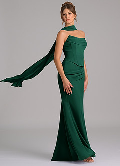 Azazie Sorrel Bridesmaid Dresses Emerald Mermaid Corset Chiffon Dress image3