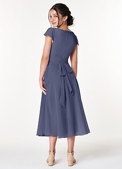 Azazie Payton Junior Stormy A-Line Bow Chiffon Dress image2