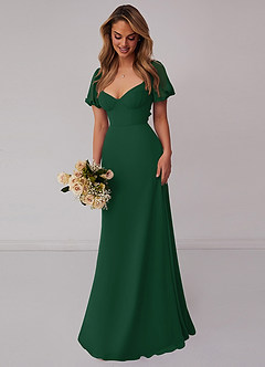 Barbie ♥ Azazie Bridesmaid Dresses Dark Green A-Line Pleated Chiffon Dress image6