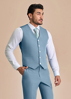 front James Light Blue Structured Stretch Suit Vest