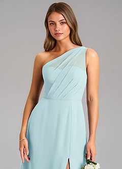 Azazie Phaedra Brautjungfernkleider A-Linie One-Shoulder Chiffon Kleid Seegrün image8