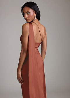 Azazie Galinda Suknie dla druhen Syrena Jedno ramię Satyna elastyczna Do ziemi Sukienka image2