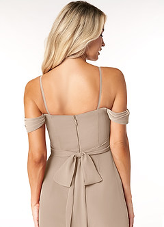 Azazie Joretta Bridesmaid Dresses Taupe A-Line Sweetheart Neckline Chiffon Convertible Dress image3