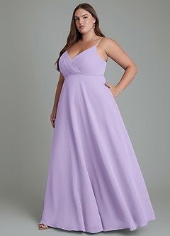 Azazie Amani Vestidos de damas de honor Vestido Lila de Gasa de Línea A con Plisado image10