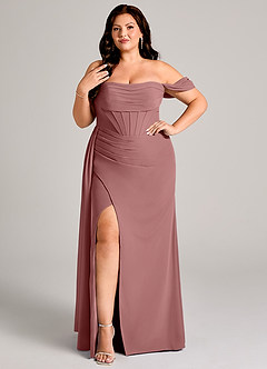 Azazie Amyra Suknie dla druhen Osłona Zza ramienia Szyfon Do ziemi Sukienka image10