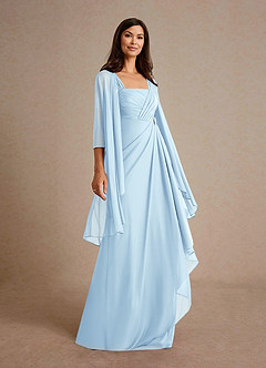 Azazie Clinton Mother of the Bride Dresses Sky Blue A-Line Pleated Mesh Dress image2