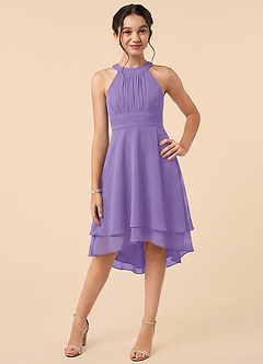 Azazie Linna Junior Tahiti A-Line Pleated Chiffon Dress image1