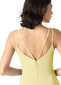 Azazie Janine Bridesmaid Dresses Lemon Sorbet A-Line V-Neck Chiffon Dress image5