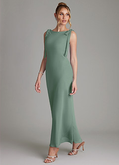 Azazie Luddie Abiti da Damigella Abito Sirena in Chiffon Fiocco Eucalipto image1
