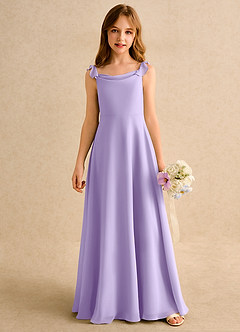 Azazie Puppy Girls Formal Abiti da Ragazza di Fiori Abito A-Line in Chiffon Plissettato Lilla image5