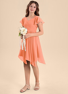 Azazie Janeaurelia Junior Sunset A-Line Pleated Chiffon Dress image1