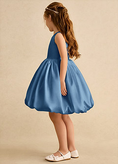 Azazie Nirvana Flower Girl Dresses Twilight Ball-Gown Ruched Matte Satin Dress image4