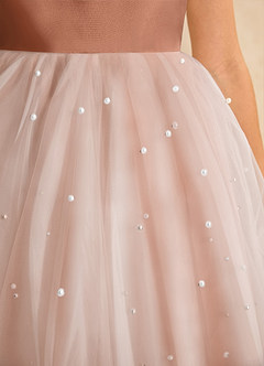 Azazie Esme Blumenmädchenkleider Ballkleid Schleifen Tüll Kleid Bronzer image9