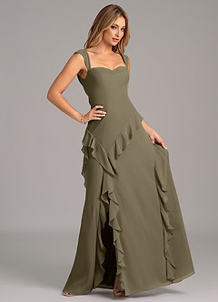 Azazie Sloane Bridesmaid Dresses Willow Green A-Line Sweetheart Neckline Chiffon Dress image3