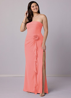 Barbie ♥ Azazie Bridesmaid Dresses Coral Sheath Strapless Chiffon Convertible Dress image7