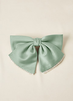 front Matching Color Satin Pearl Bow Hair Clip