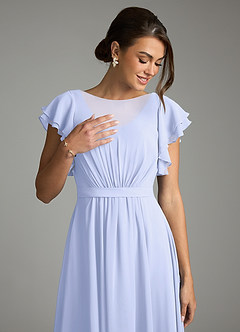 Azazie Daphne Modest Bridesmaid Dresses A-Line Ruffled Chiffon Floor-Length Dress image5