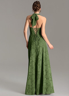 Azazie Nia Bridesmaid Dresses Olive A-Line Corset Floral Burnout Dress image5