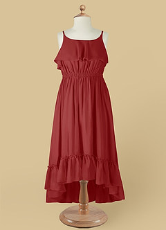 Azazie Karmen Flower Girl Dresses Rust A-Line Ruched Chiffon Dress image9