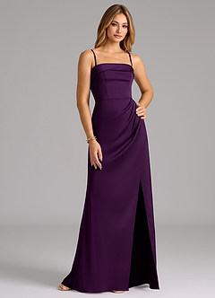 Azazie Aretha Bridesmaid Dresses Grape A-Line Strapless Stretch Satin Convertible Dress image6