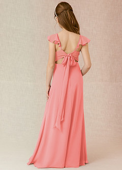 Azazie Everett Junior Robe Trapèze en Mousseline de soie Corail image1