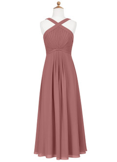 Azazie Anthea Junior Plissee Chiffon Kleid Wüstenrose image6