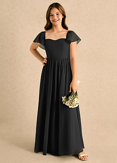 Azazie Patsy Girls Formal Flower Girl Klänningar Klänning A-linje i Chiffong Hjärtformad urringning image4