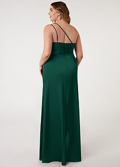 Azazie Eren Bridesmaid Dresses Emerald Mermaid One Shoulder Stretch Satin Dress image7