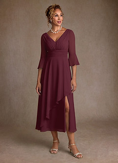 Azazie Aerynne Mother of the Bride Dresses Cabernet A-Line Pleated Chiffon Dress image4